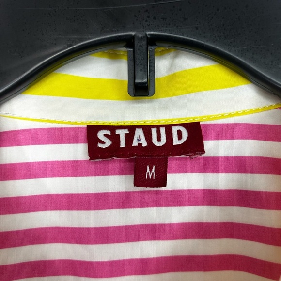 Staud NWT Martha Multicolor Mixed Stripe Stretch Cotton Button-up Shirt Size M - Picture 7 of 12